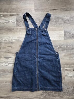 American Eagle Outfitters Dark Blue Denim Zip-Front Mini Dress Size Medium